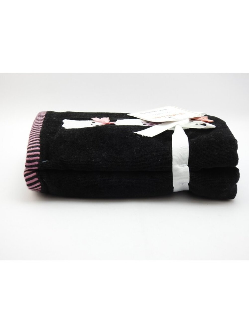 Truly Lou Halloween Hand Towels Set 2 Black Pink Ghost Bow Spooky Cute NWT - Picture 3 of 6